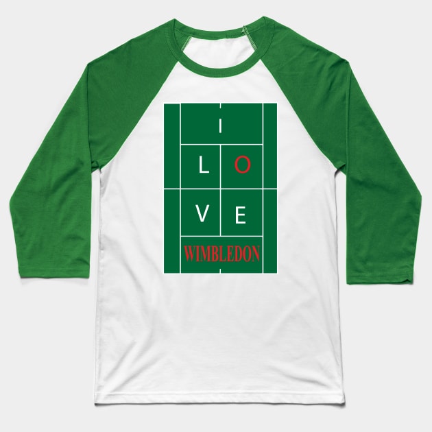 TENNIS - I LOVE WIMBLEDON GRAND SLAM Baseball T-Shirt by King Chris